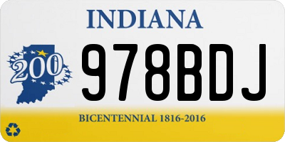 IN license plate 978BDJ