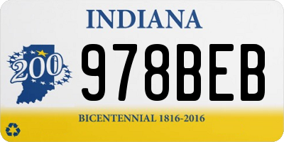 IN license plate 978BEB