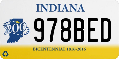 IN license plate 978BED