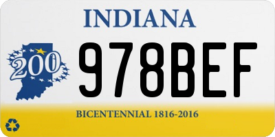 IN license plate 978BEF