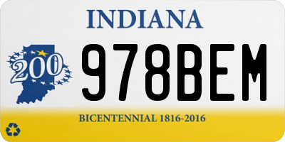 IN license plate 978BEM