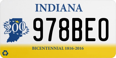 IN license plate 978BEO