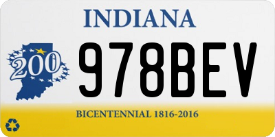 IN license plate 978BEV
