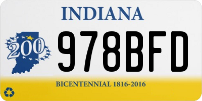 IN license plate 978BFD