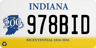IN license plate 978BID