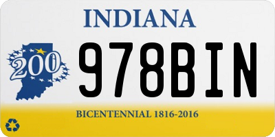 IN license plate 978BIN
