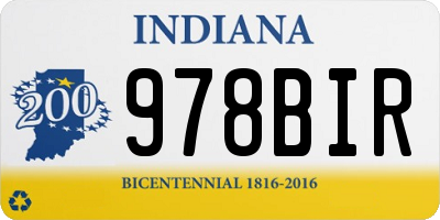IN license plate 978BIR