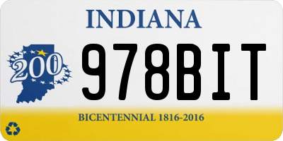 IN license plate 978BIT
