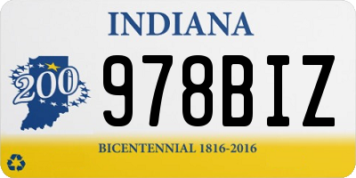 IN license plate 978BIZ