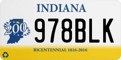 IN license plate 978BLK