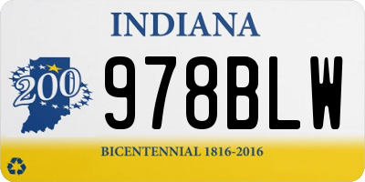 IN license plate 978BLW