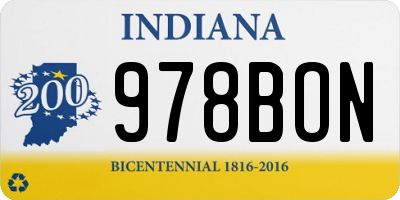 IN license plate 978BON