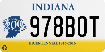 IN license plate 978BOT