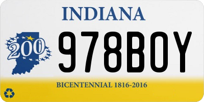 IN license plate 978BOY