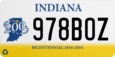 IN license plate 978BOZ