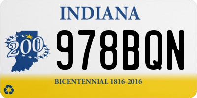 IN license plate 978BQN