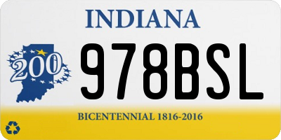 IN license plate 978BSL