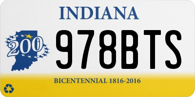 IN license plate 978BTS