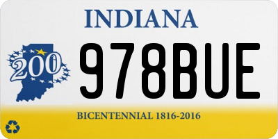 IN license plate 978BUE