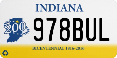 IN license plate 978BUL