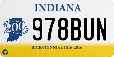 IN license plate 978BUN