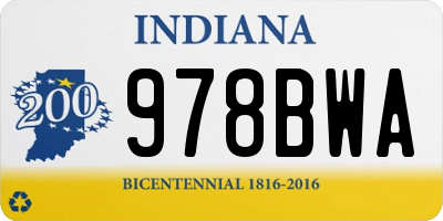 IN license plate 978BWA
