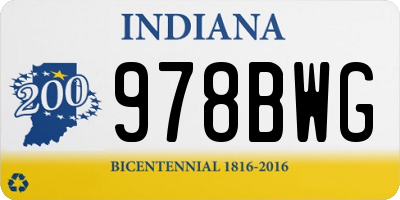 IN license plate 978BWG