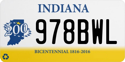 IN license plate 978BWL