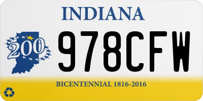 IN license plate 978CFW