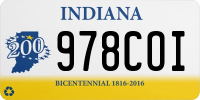 IN license plate 978COI