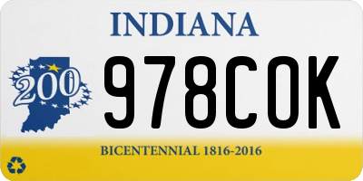 IN license plate 978COK