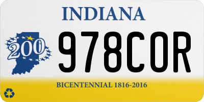IN license plate 978COR