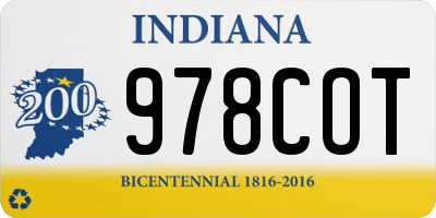 IN license plate 978COT