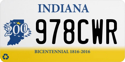 IN license plate 978CWR