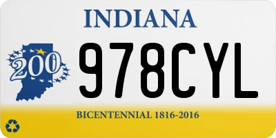 IN license plate 978CYL