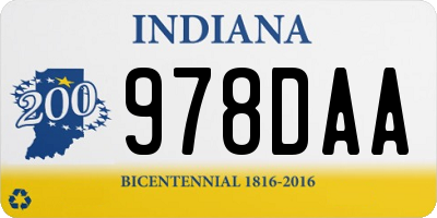 IN license plate 978DAA