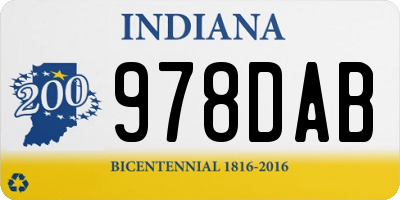IN license plate 978DAB