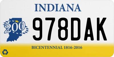 IN license plate 978DAK