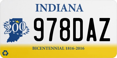 IN license plate 978DAZ