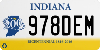 IN license plate 978DEM