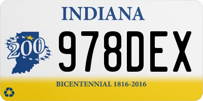 IN license plate 978DEX