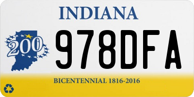 IN license plate 978DFA