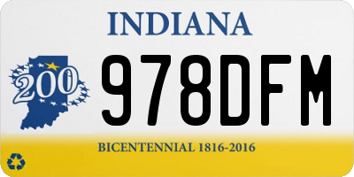 IN license plate 978DFM