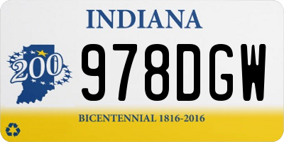IN license plate 978DGW