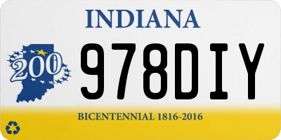 IN license plate 978DIY