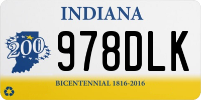 IN license plate 978DLK