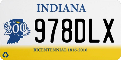 IN license plate 978DLX