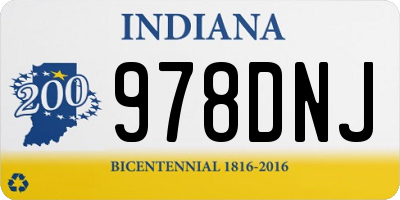 IN license plate 978DNJ