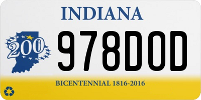 IN license plate 978DOD