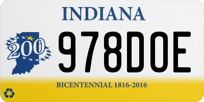 IN license plate 978DOE